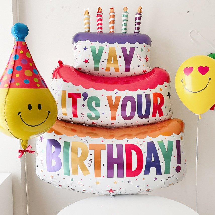 Hot Sale Happy Birthday Cake Balloons Color Candle Balloons for Kid Birthday Party Gift Decoration Balloon
