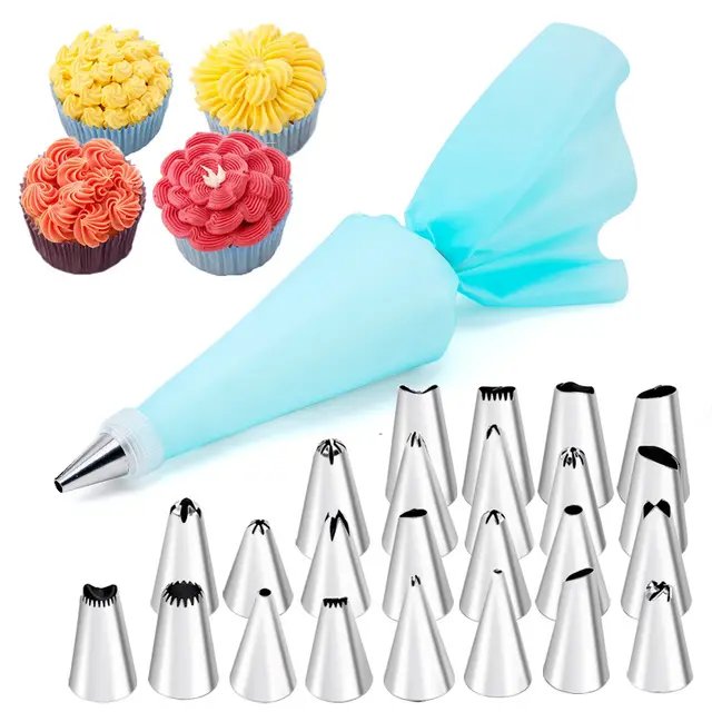 Kitchen Accessories 12 pcs Stainless Steel cake decorations supplies piping tips icing piping Pastry nozzles set With Pastry Bag