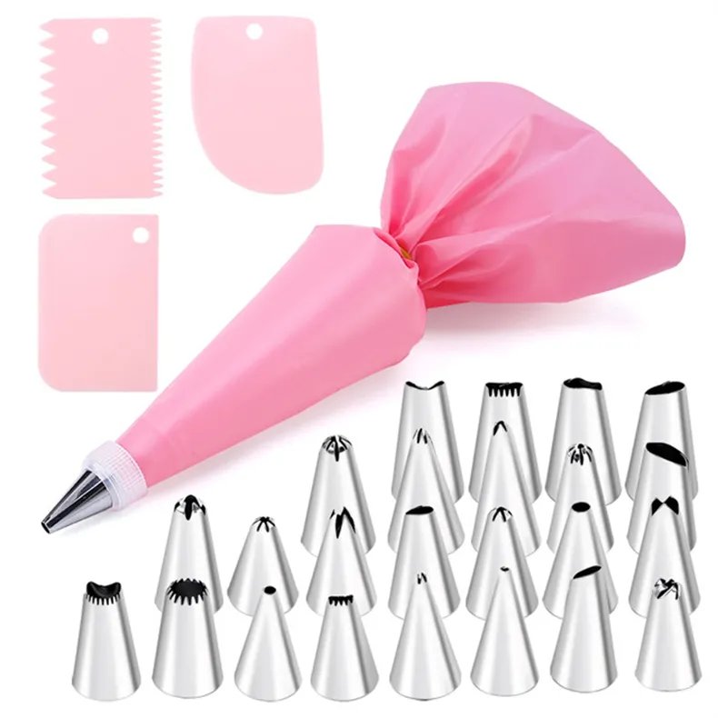 Kitchen Accessories 12 pcs Stainless Steel cake decorations supplies piping tips icing piping Pastry nozzles set With Pastry Bag