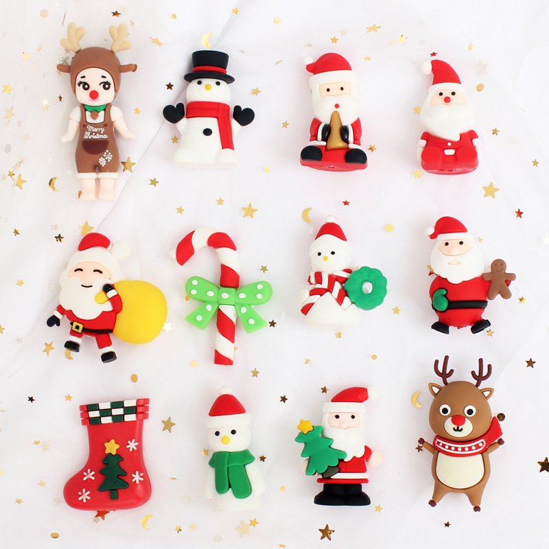 Christmas Cake Decoration PVC Santa Snowman Cake Topper Christmas Tree Deer Festival Baking Accessory Cake Decorating Supplies