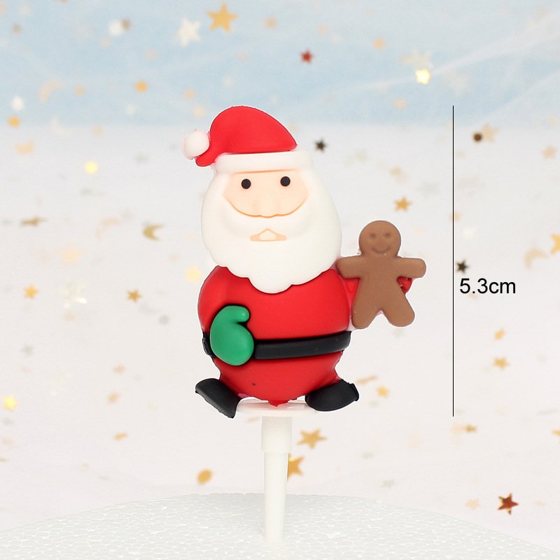 Christmas Cake Decoration PVC Santa Snowman Cake Topper Christmas Tree Deer Festival Baking Accessory Cake Decorating Supplies