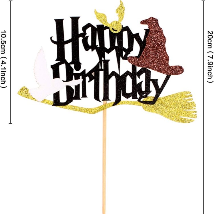 1 Pack Wizard Happy Birthday Cake Topper Glitter Magic Inspired Cake Picks Wizard Halloween Theme Kids Birthday Party Decor