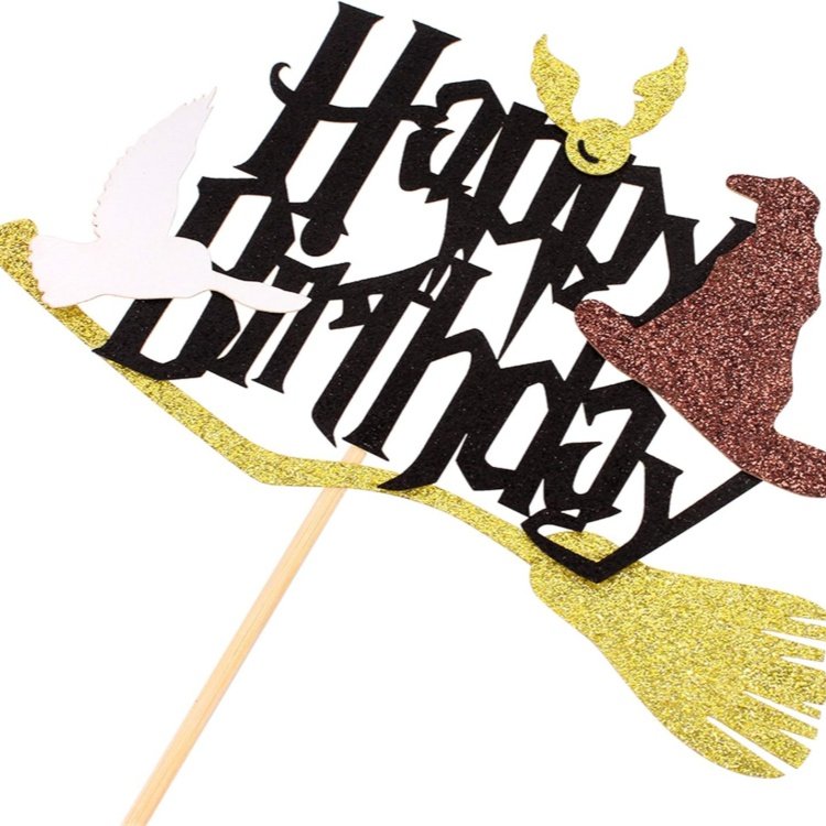 1 Pack Wizard Happy Birthday Cake Topper Glitter Magic Inspired Cake Picks Wizard Halloween Theme Kids Birthday Party Decor