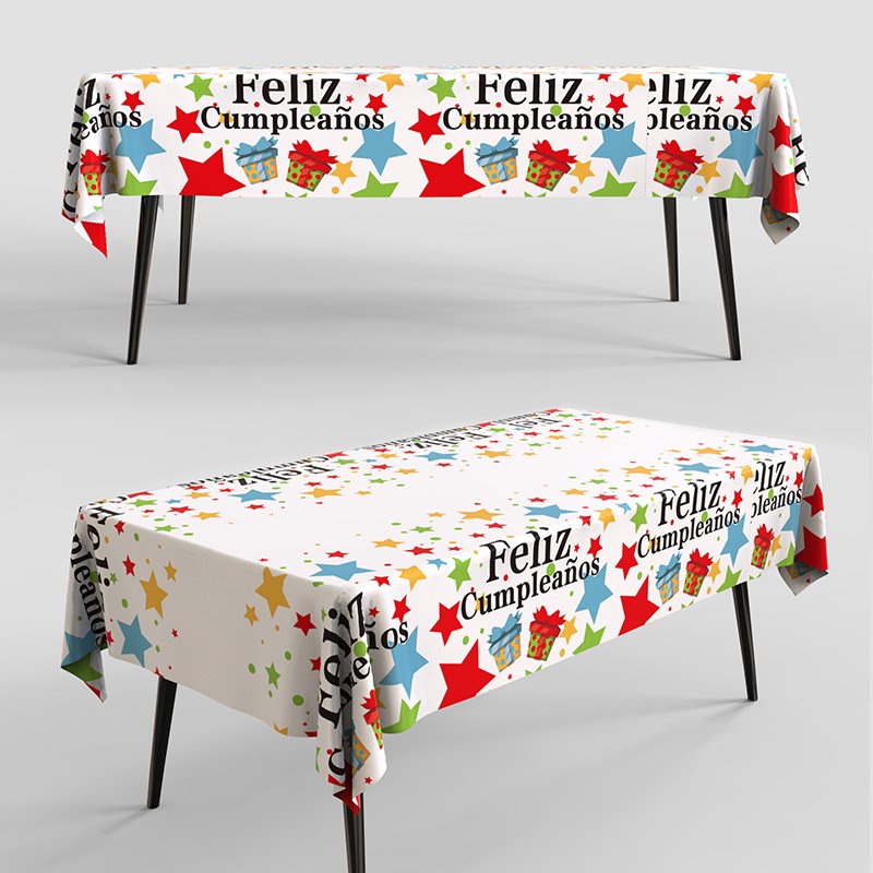 Happy Birthday Party Tablecloth Cartoon Cake Balloon Disposable Table Cloth Adult Birthday Party Event Table Cloth Decoration
