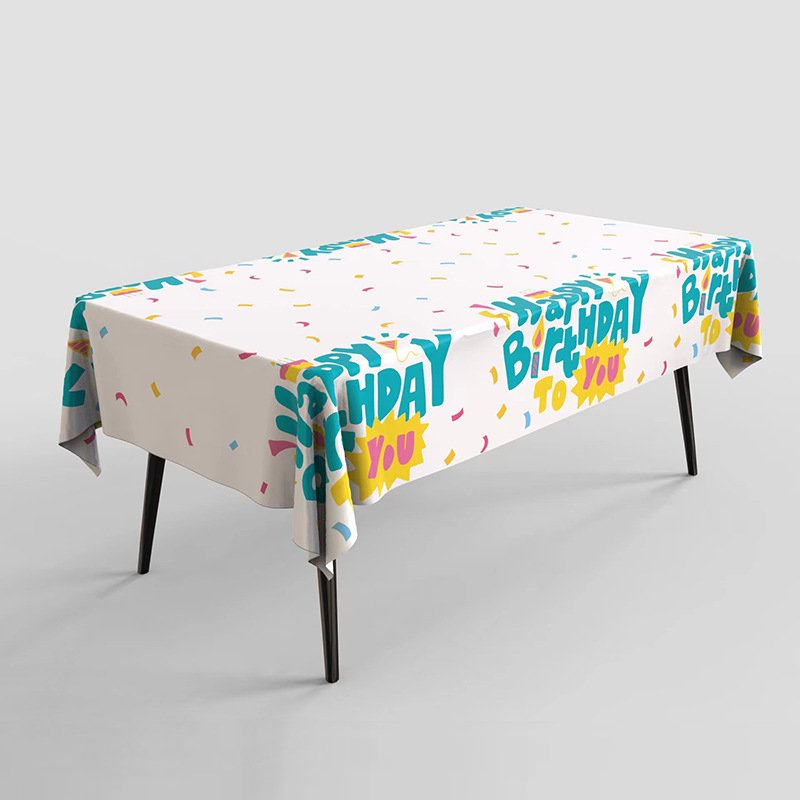 Happy Birthday Party Tablecloth Cartoon Cake Balloon Disposable Table Cloth Adult Birthday Party Event Table Cloth Decoration