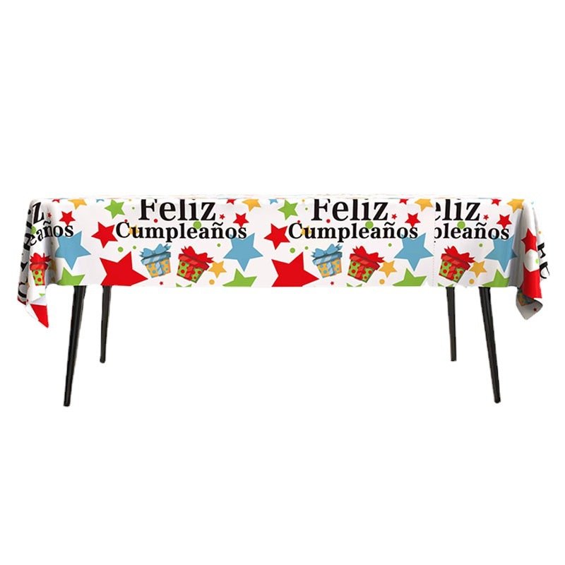Happy Birthday Party Tablecloth Cartoon Cake Balloon Disposable Table Cloth Adult Birthday Party Event Table Cloth Decoration