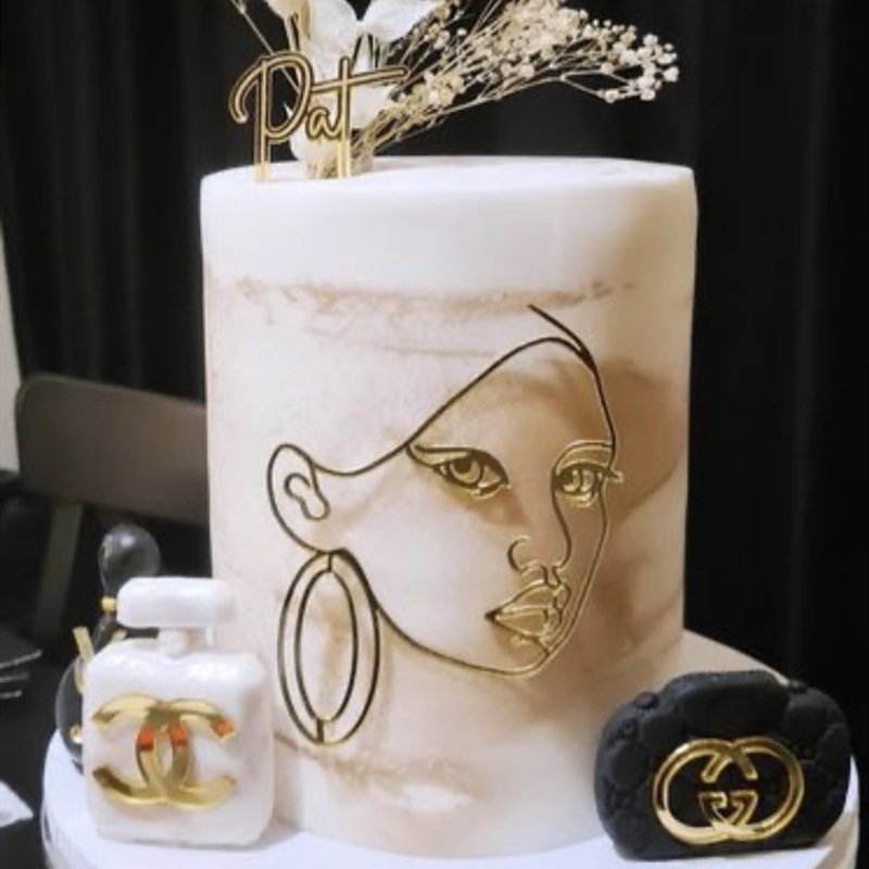 New Acrylic Minimalist Art Lady Face Cake Topper Girl Happy Birthday Cake Decoration Wedding Cake bakingToppers Party Supplies