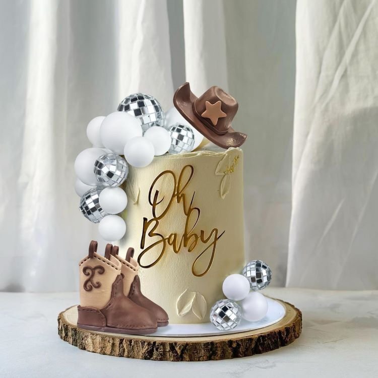 Cowboy Hat and Boot Cake Toppers Disco Ball Cake Topper Western Cowboy Cowgirl Birthday Baby Shower Party Favors