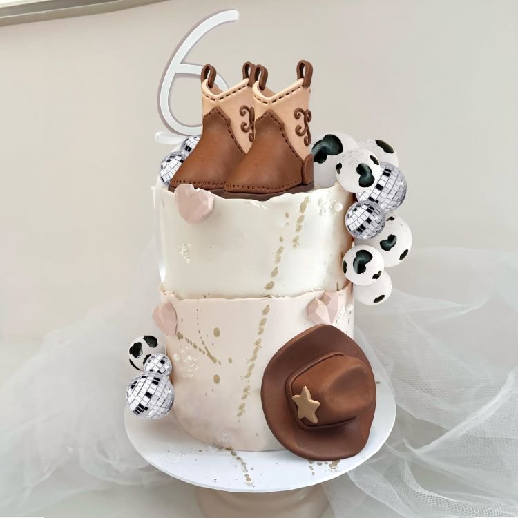 Cowboy Hat and Boot Cake Toppers Disco Ball Cake Topper Western Cowboy Cowgirl Birthday Baby Shower Party Favors