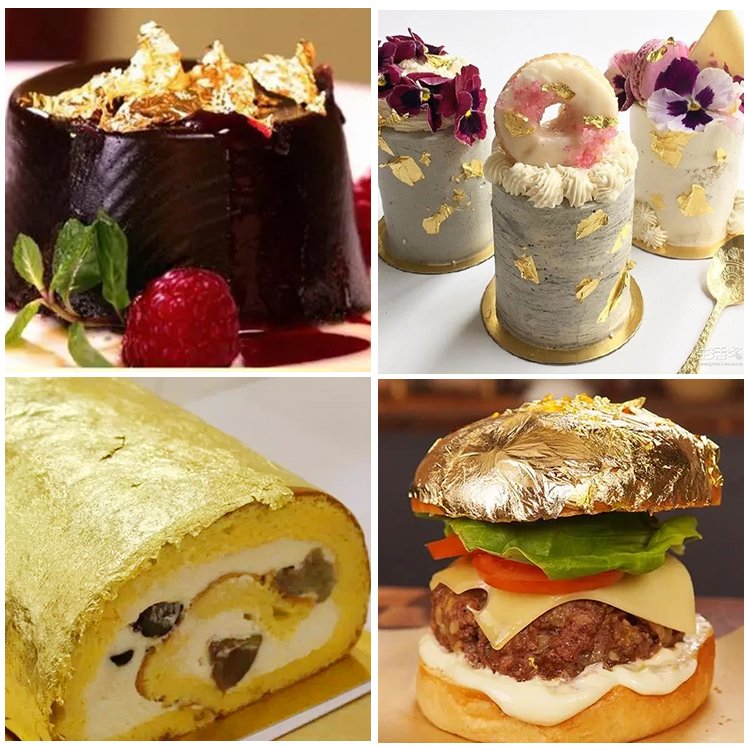 Wholesale 4.3*4.3cm 24K Edible Gold Leaf Sheet For food,Cakes,chocolate,and dessert Decoration