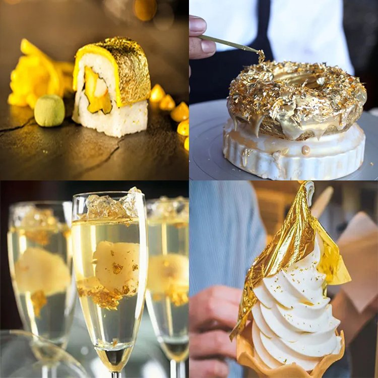 Wholesale 4.3*4.3cm 24K Edible Gold Leaf Sheet For food,Cakes,chocolate,and dessert Decoration