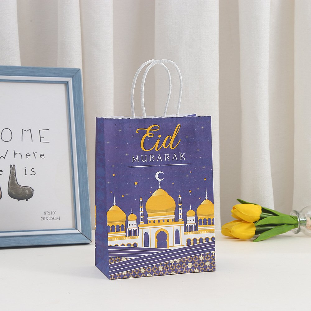 MorSun Eid Mubarak Party Paper Bags Muslim Ramadan Party Supplies 23A007 21x15x8cm