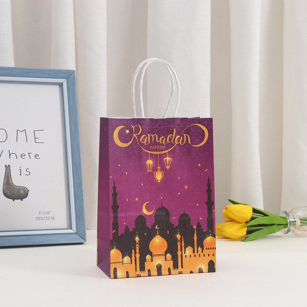 MorSun Eid Mubarak Party Paper Bags Muslim Ramadan Party Supplies 23A007 21x15x8cm