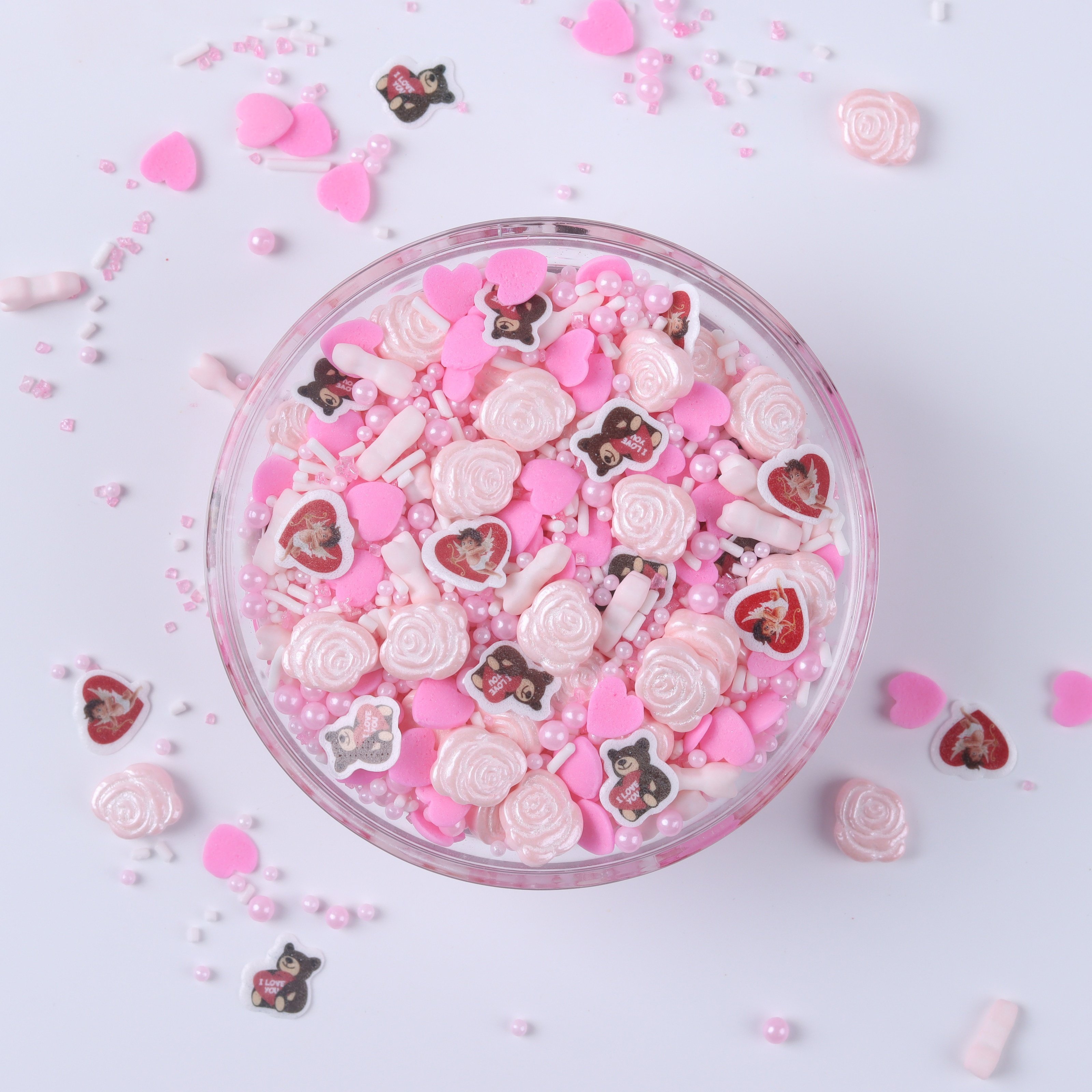 Lovebakery Rose Cake Sprinkles Wholesale Printed Edible Paper Sprinkles Cake Decoration for Valentine's day Cake Decoration