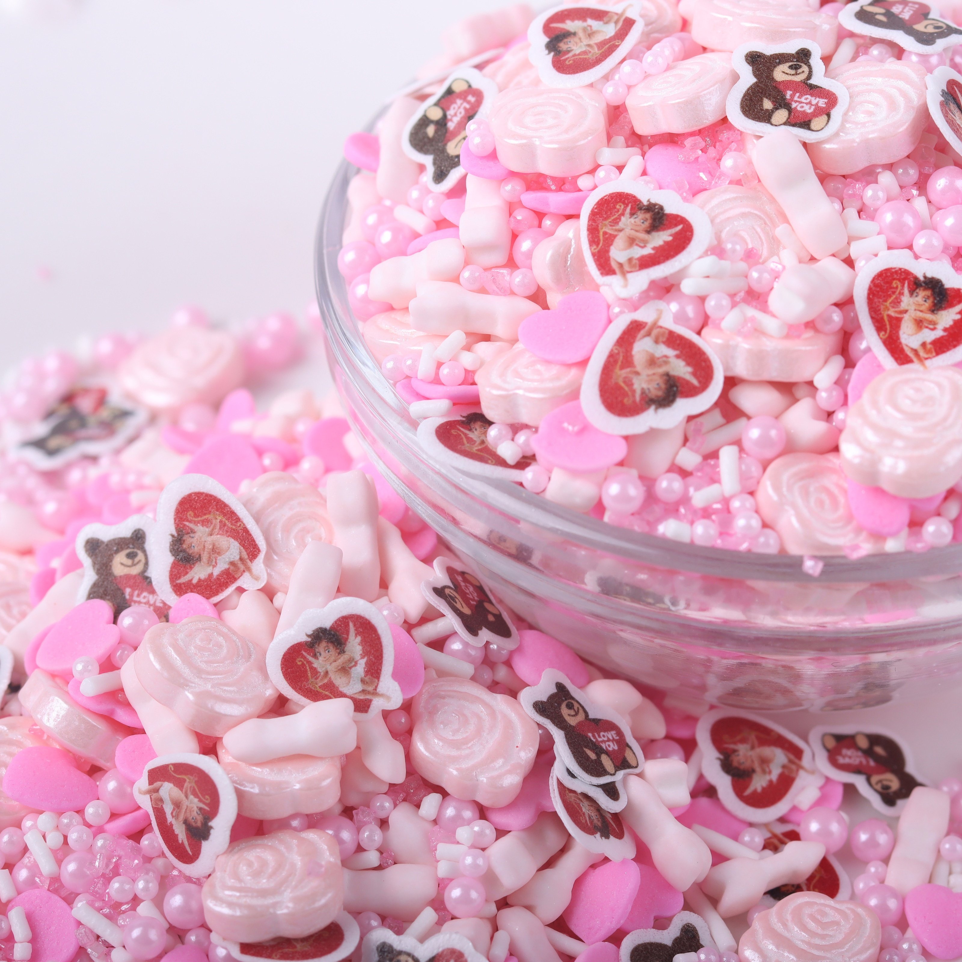 Lovebakery Rose Cake Sprinkles Wholesale Printed Edible Paper Sprinkles Cake Decoration for Valentine's day Cake Decoration