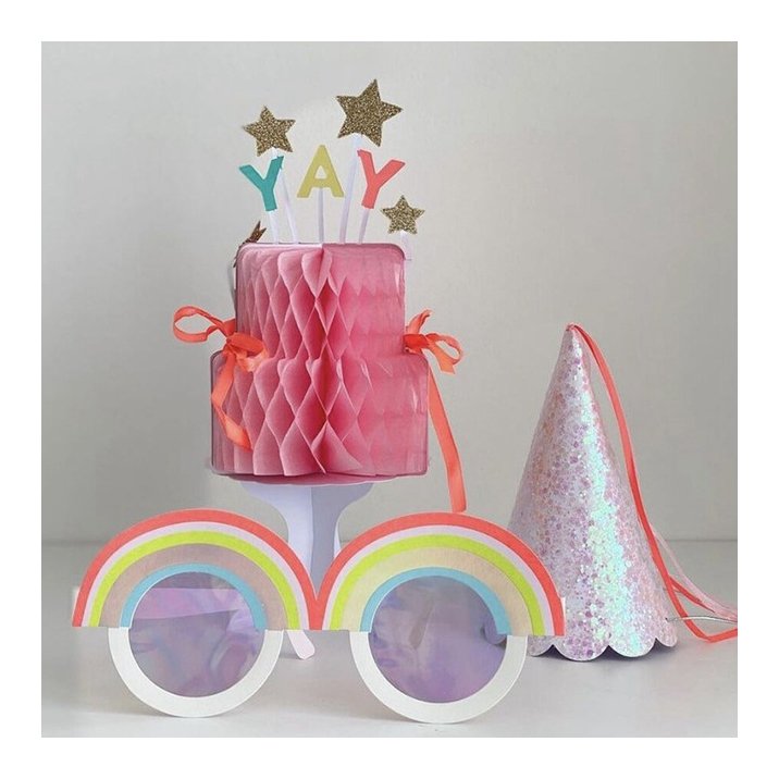 LEMON 2022 New Cute Ins Funny Rainbow Cake Plastic Glasses Happy Birthday Party Decorations Supplies Photo Props Wedding Kid