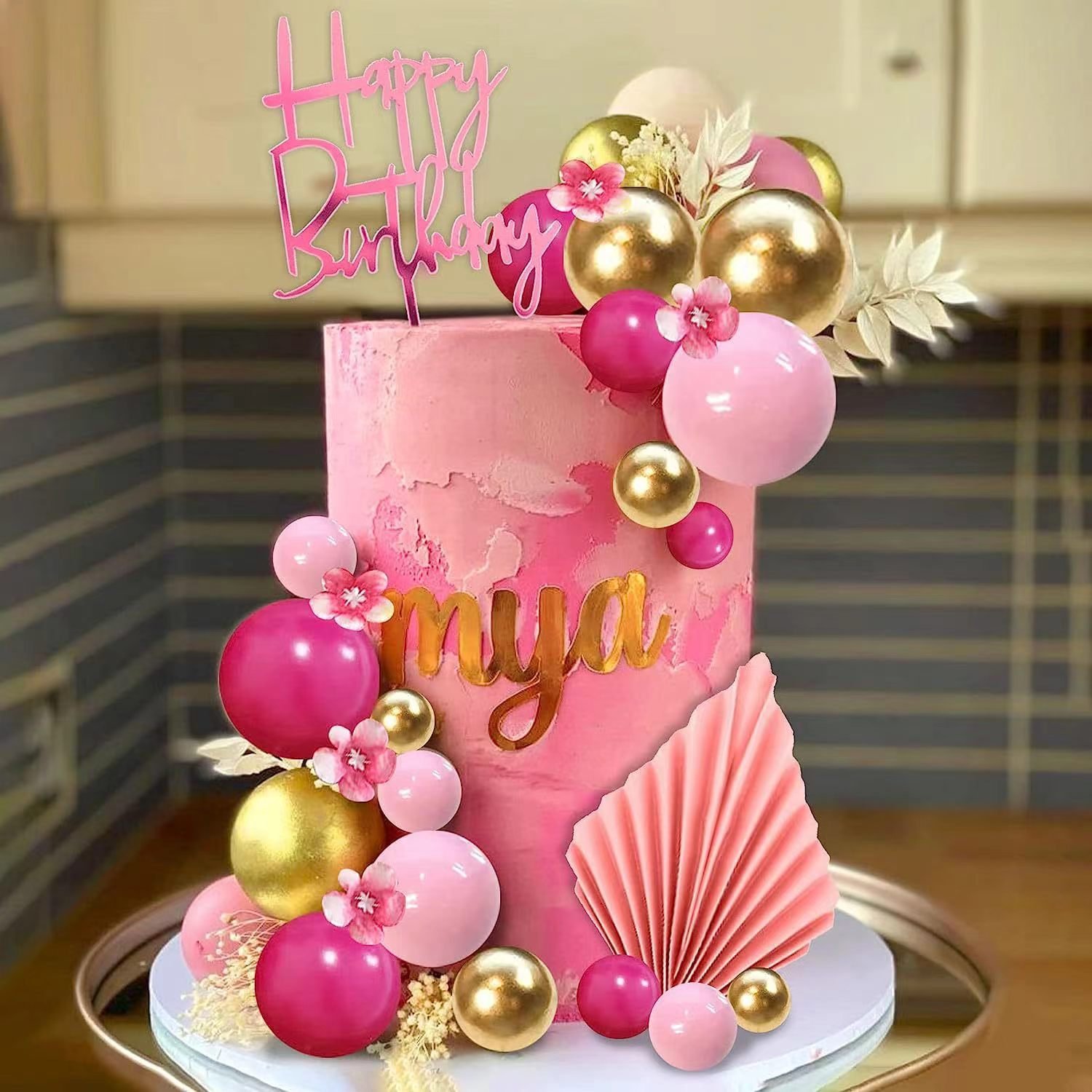 20Pcs Foam Balls Cake Toppers Silver Gold 2-4cm Different Size Colorful Balls Cake Toppers for Birthday Wedding Christmas Decor