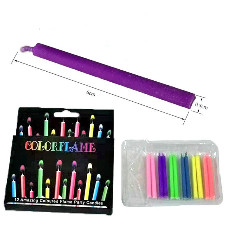 Wholesale 0.5*6cm 6 Color Flame Birthday Candles Party Indoor Atmosphere Cake Candles for Birthday