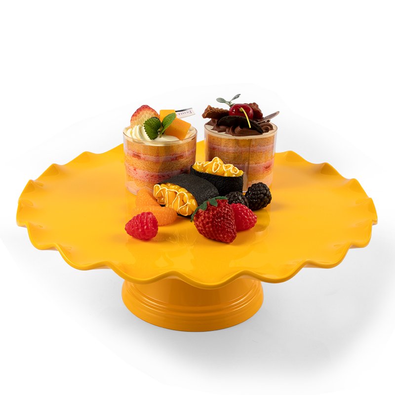 Custom Logo Melamine Cake Stand With Full Color Interior And Exterior Decal In Cool Assorted Colors