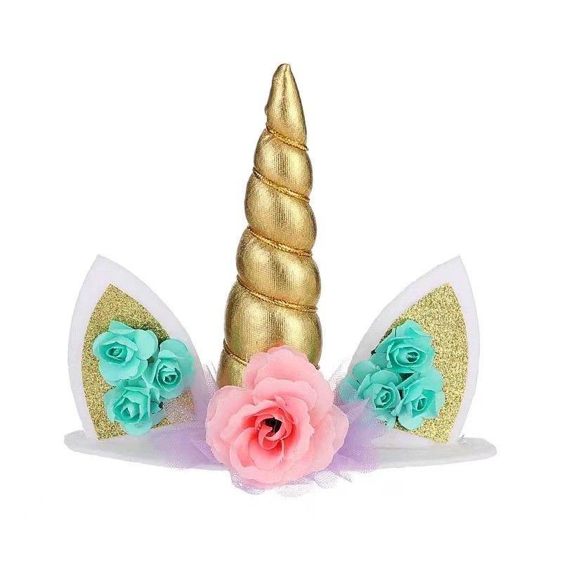 Handmade Unicorn Cake Topper Unicorn Theme Set Colorful Unicorn Horn Plastic Topper For Cake Decoration