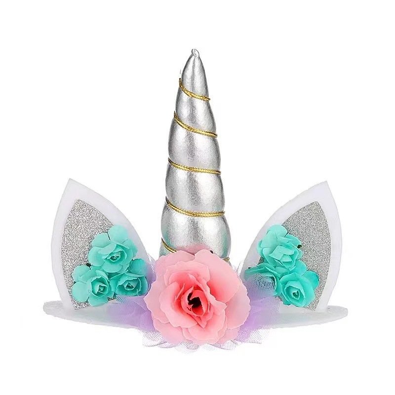 Handmade Unicorn Cake Topper Unicorn Theme Set Colorful Unicorn Horn Plastic Topper For Cake Decoration