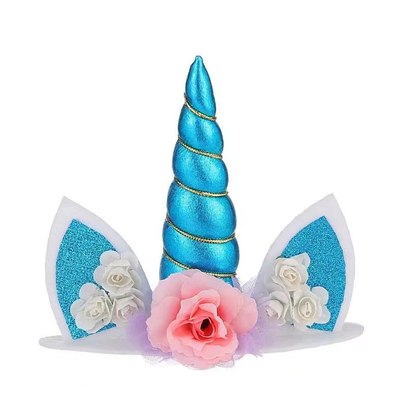 Handmade Unicorn Cake Topper Unicorn Theme Set Colorful Unicorn Horn Plastic Topper For Cake Decoration