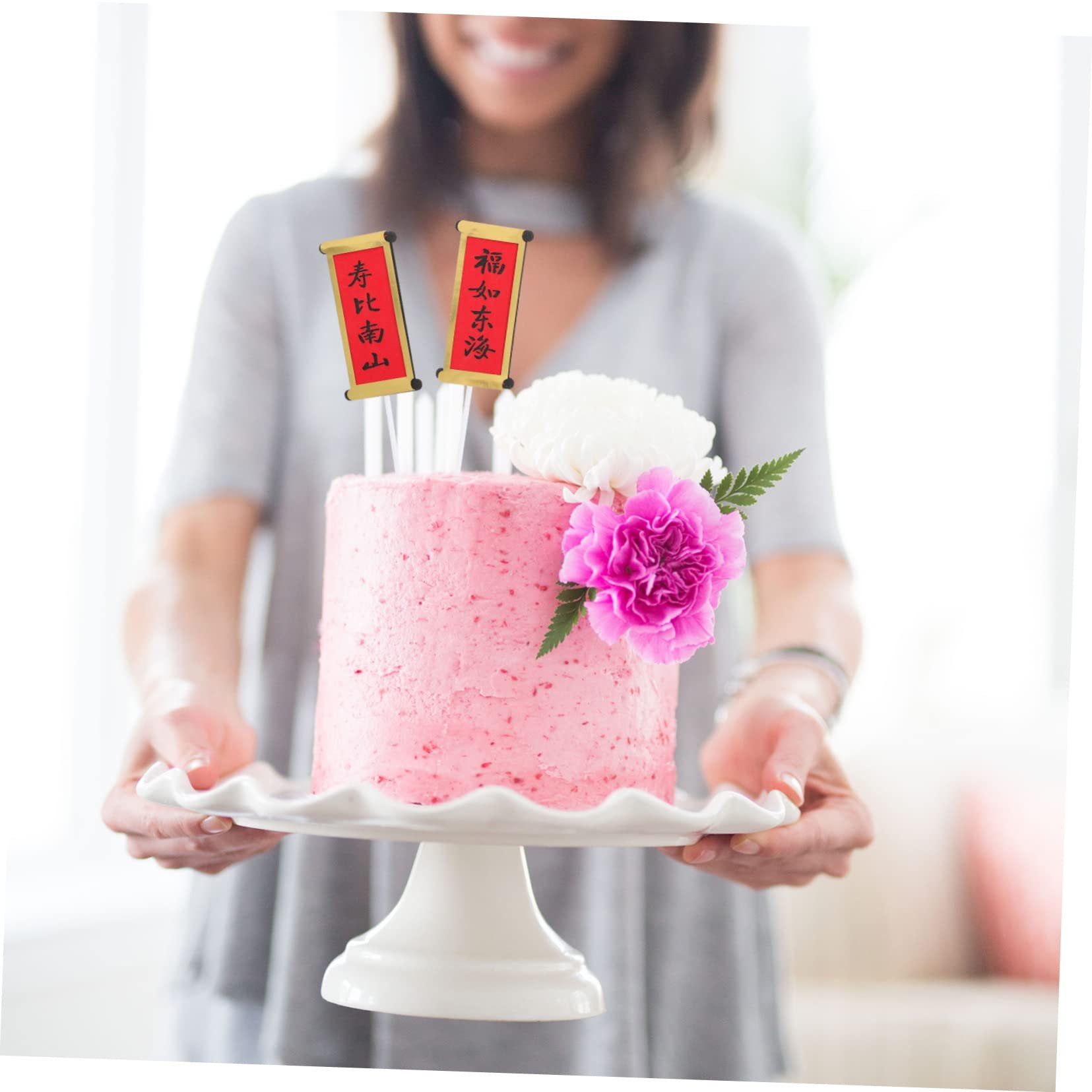10 Pairs Cake Insert Lantern Decor Ornament Cupcake Pick Birthday Cake Picks Birthday Cake Toothpicks Birthday