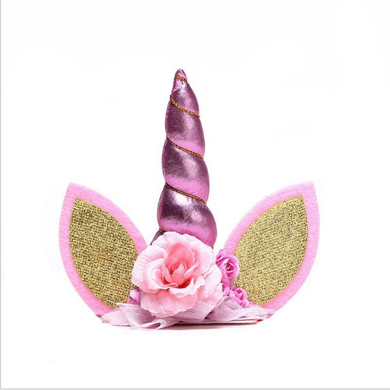 Unicorn Cake Topper Kit Birthday Decorations with Eyelashes Reusable Gold Horn and Wings Unicorn Party Supplies for Party