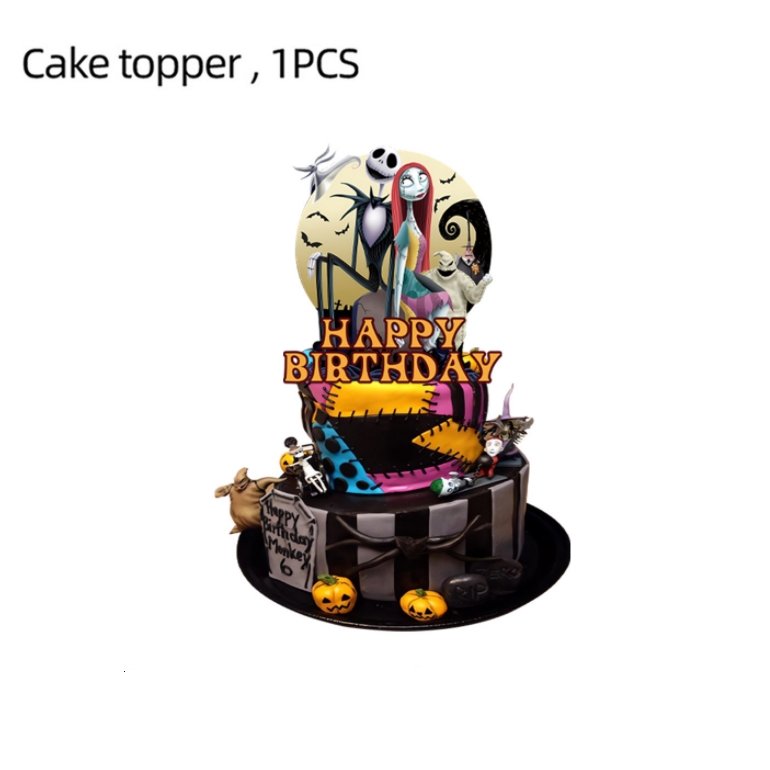 Start Party Nightmare Before Christmas Jack Sally Party Decoration Balloon Cake Topper Cupcake Topper Party Holiday Supplies