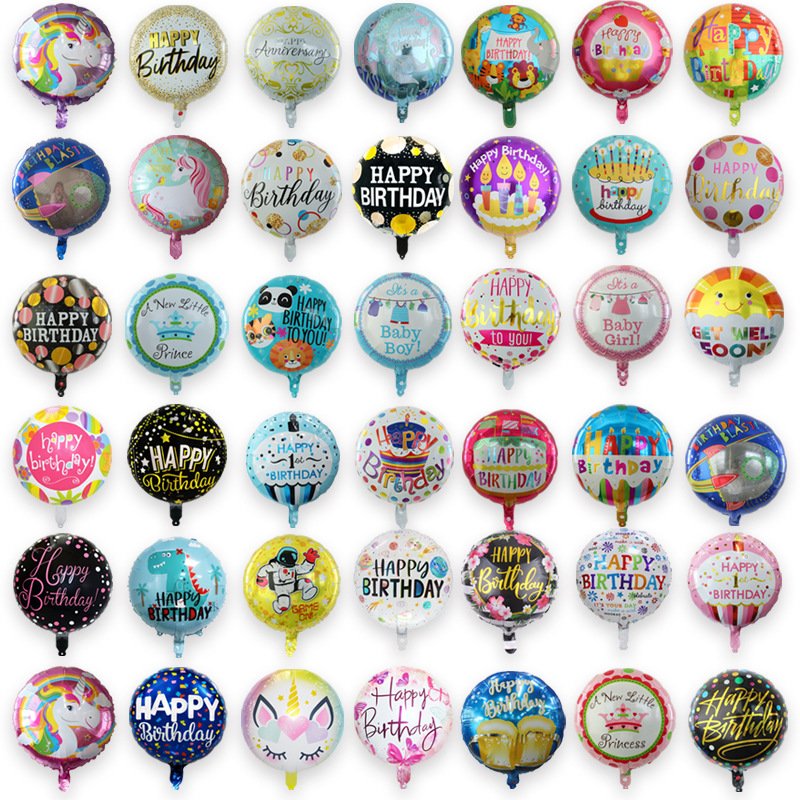 Custom logo OEM 18inch round shape balloon Happy birthday helium foil balloons globos feliz cumpleanos for party decoration
