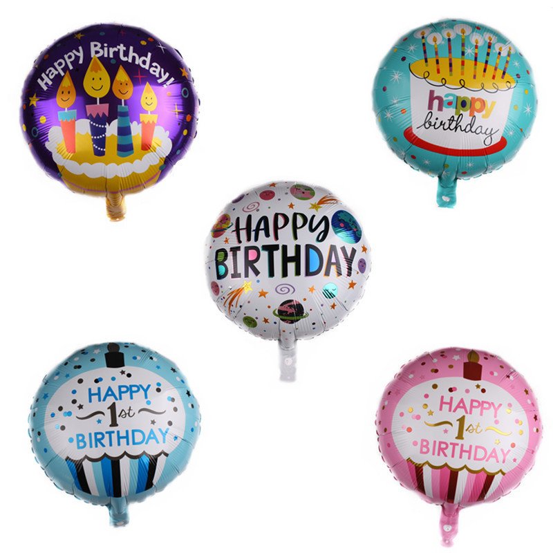 Custom logo OEM 18inch round shape balloon Happy birthday helium foil balloons globos feliz cumpleanos for party decoration