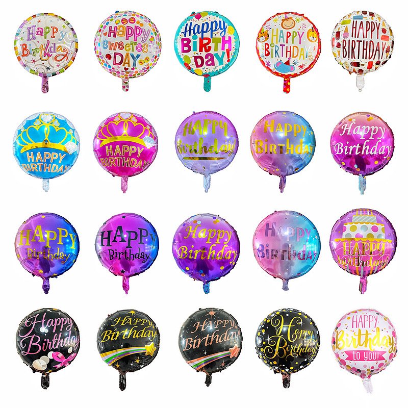 Custom logo OEM 18inch round shape balloon Happy birthday helium foil balloons globos feliz cumpleanos for party decoration