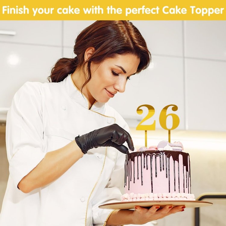 0-9 Number Acrylic Gold Shiny Cake Topper DIY Glitter Number Cupcake Decorations for Birthday Party Anniversary