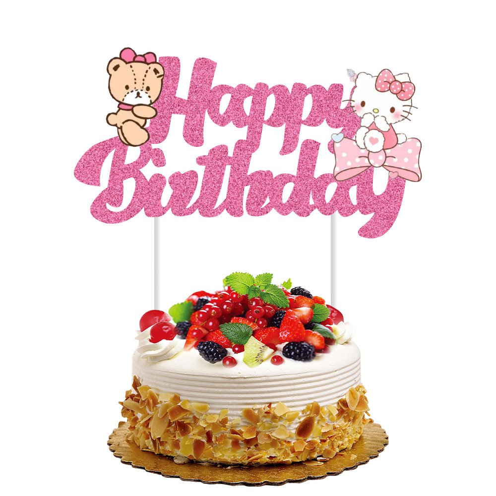 cake decorating supplies glitter paper Cake Topper for Children's Party Cupcake Toppers with Happy Birthday Cake Decorations