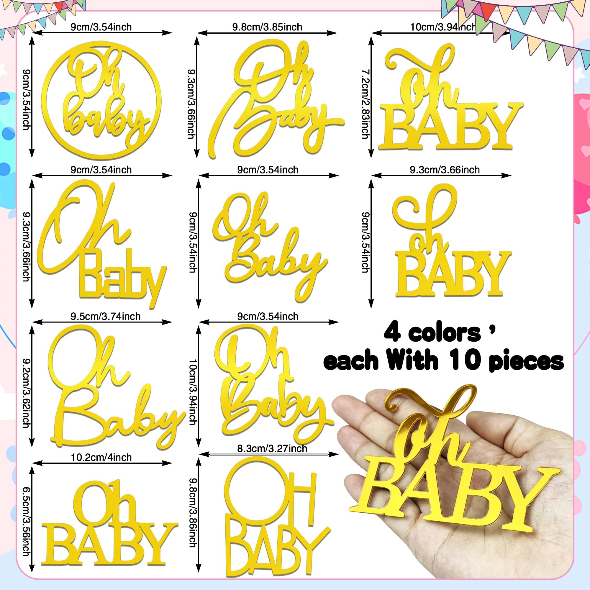 Factory customization 40 PCS Cake Decorating Supplies Acrylic Cake Topper Side Cake Decorations for Gender Reveal Birthday Party