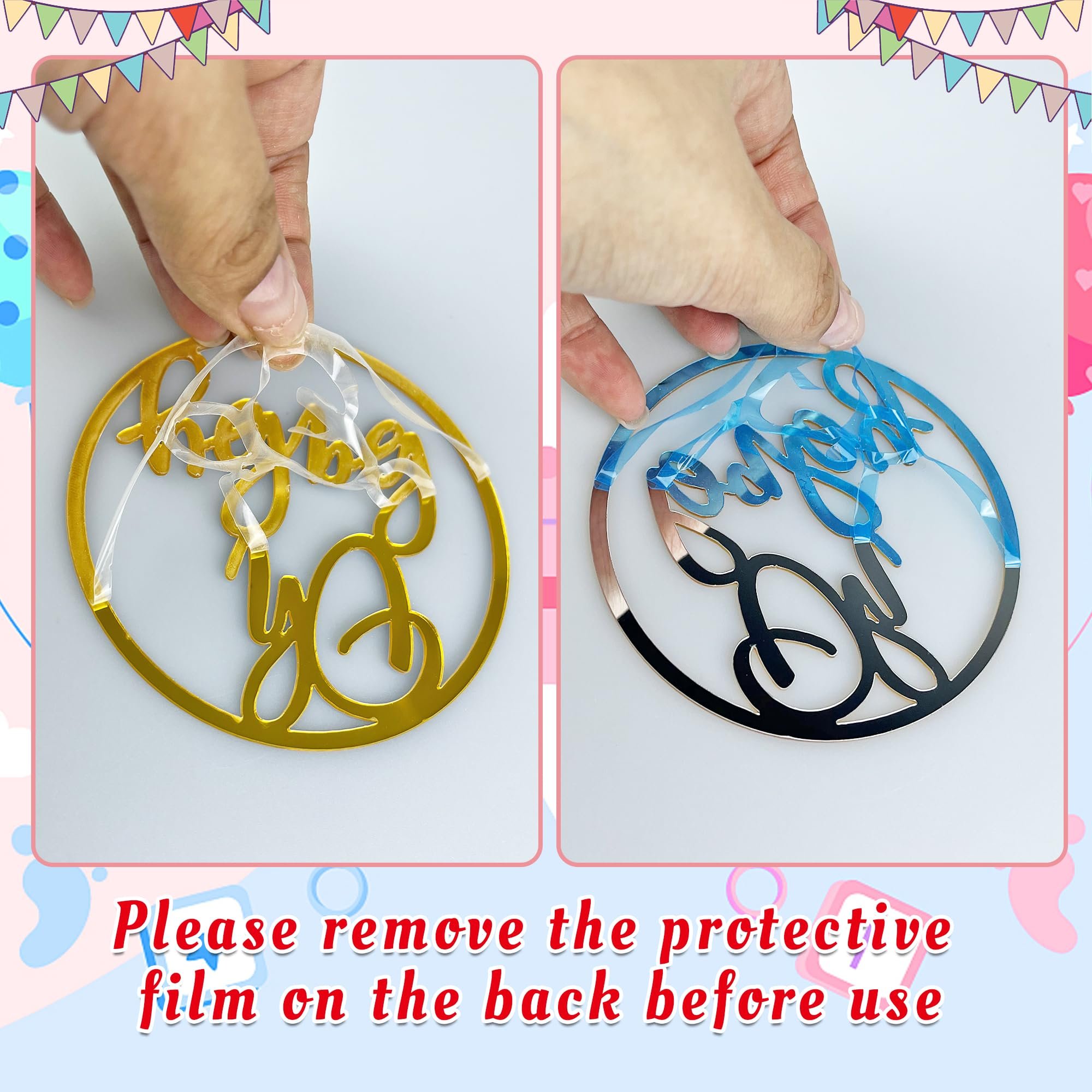 Factory customization 40 PCS Cake Decorating Supplies Acrylic Cake Topper Side Cake Decorations for Gender Reveal Birthday Party