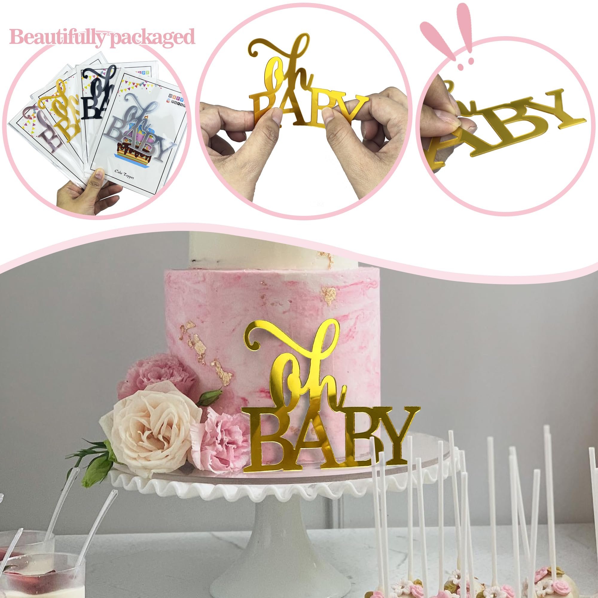 Factory customization 40 PCS Cake Decorating Supplies Acrylic Cake Topper Side Cake Decorations for Gender Reveal Birthday Party