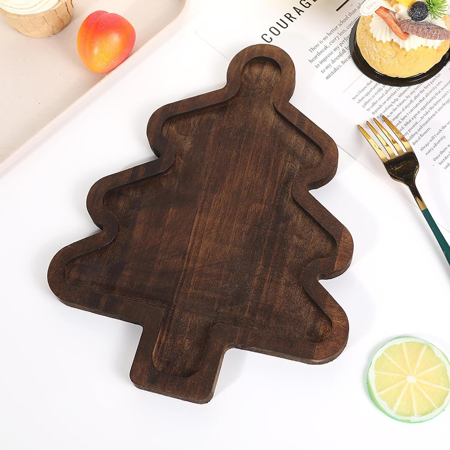 Cartoon Santa Hat Wood Serving Plate Customize Christmas Tree Food Snacks Christmas Decoration Supplies Wooden Dinner Plates
