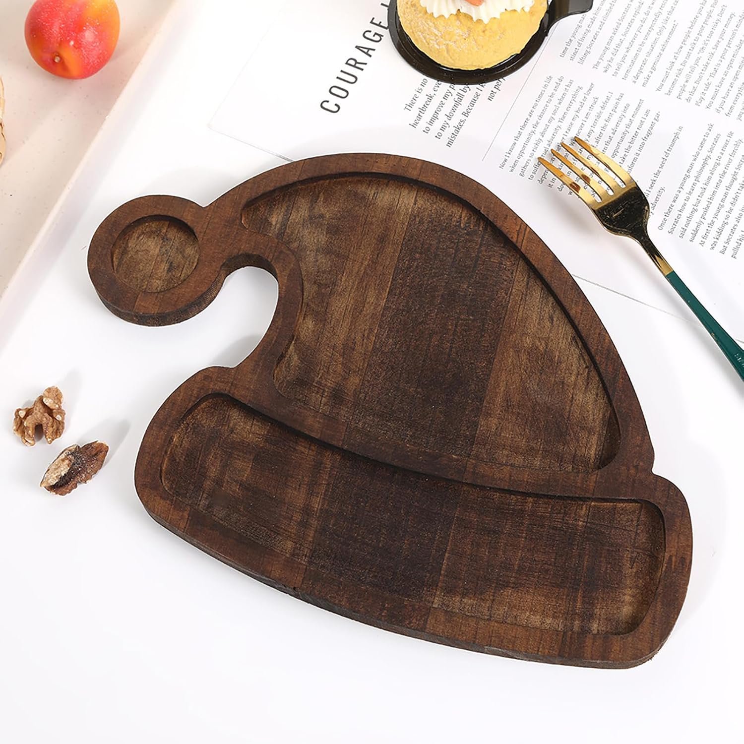 Cartoon Santa Hat Wood Serving Plate Customize Christmas Tree Food Snacks Christmas Decoration Supplies Wooden Dinner Plates