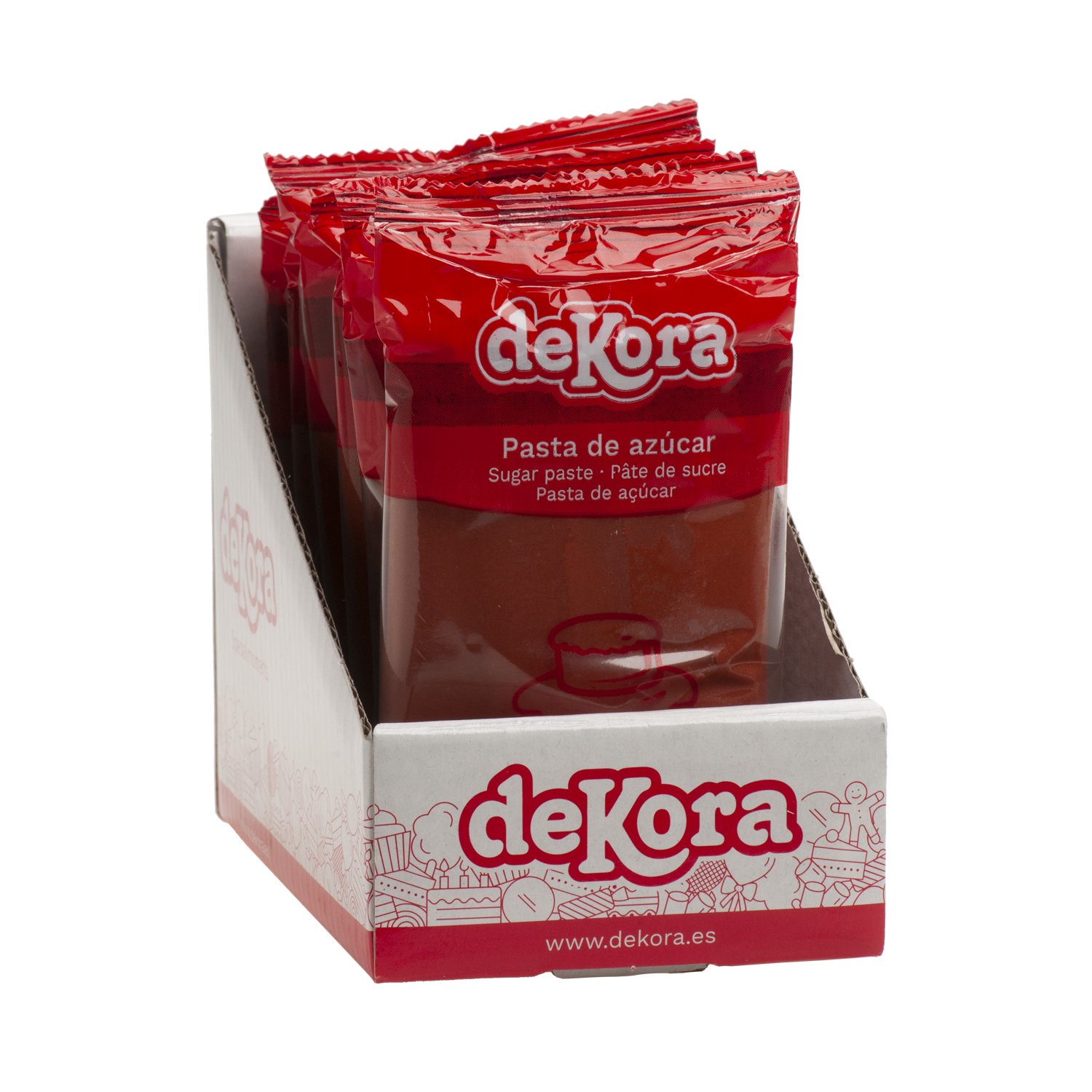 Dekora Brand Display Of 6 250G Edible Brown Sugar Paste Fondant Perfect For Cake Decorating