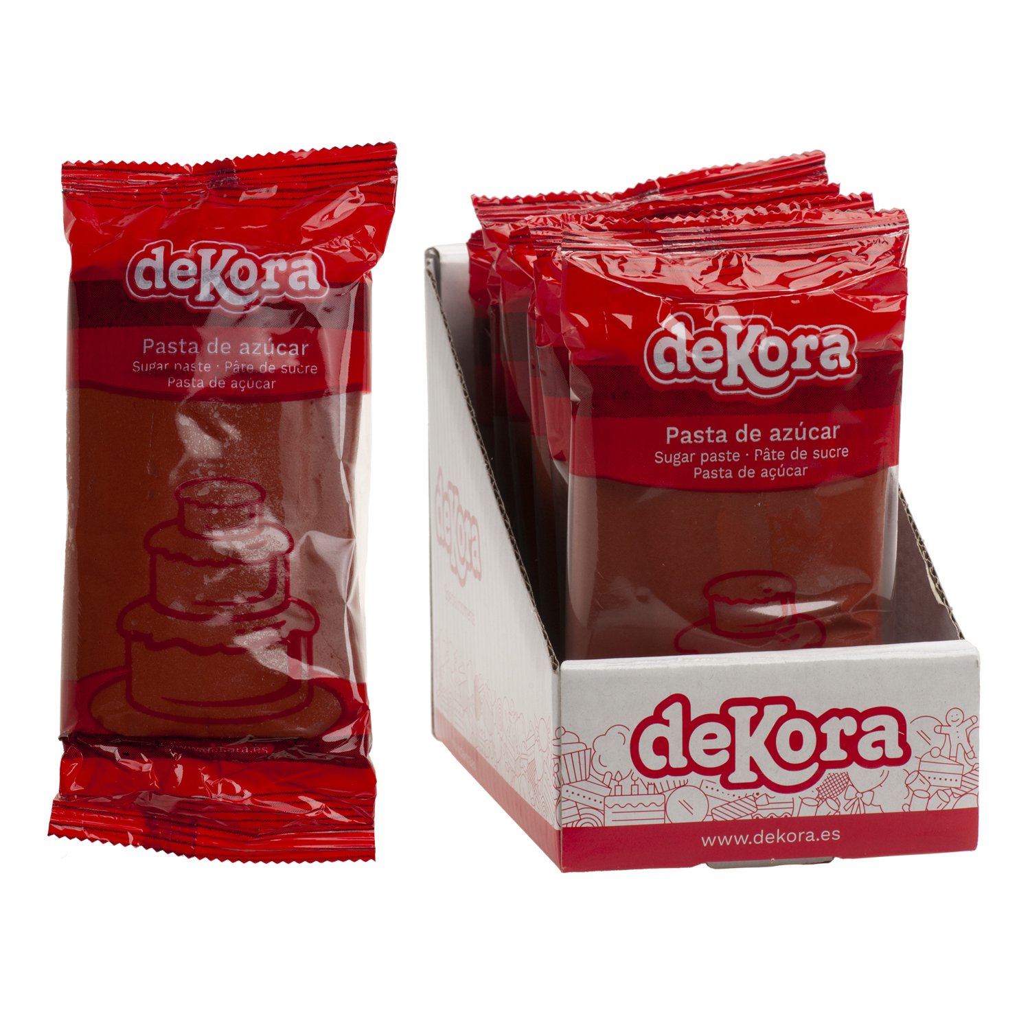 Dekora Brand Display Of 6 250G Edible Brown Sugar Paste Fondant Perfect For Cake Decorating