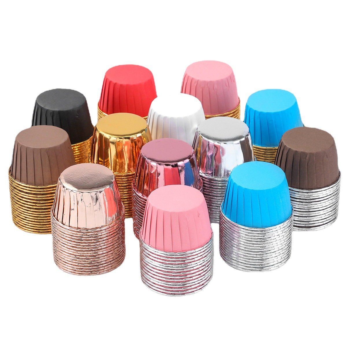 Baking Muffin Cupcake Cups Disposable Wrapper Double Sided Aluminum Foil Roll Mouth Paper Cup
