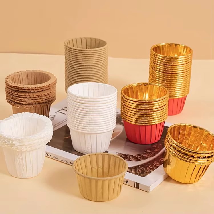 Baking Muffin Cupcake Cups Disposable Wrapper Double Sided Aluminum Foil Roll Mouth Paper Cup