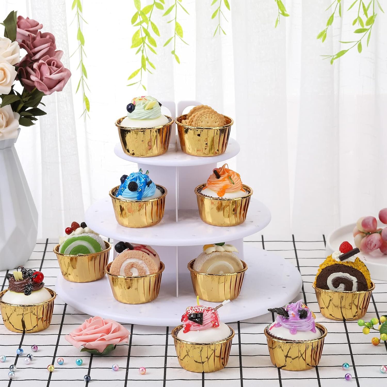 Baking Muffin Cupcake Cups Disposable Wrapper Double Sided Aluminum Foil Roll Mouth Paper Cup