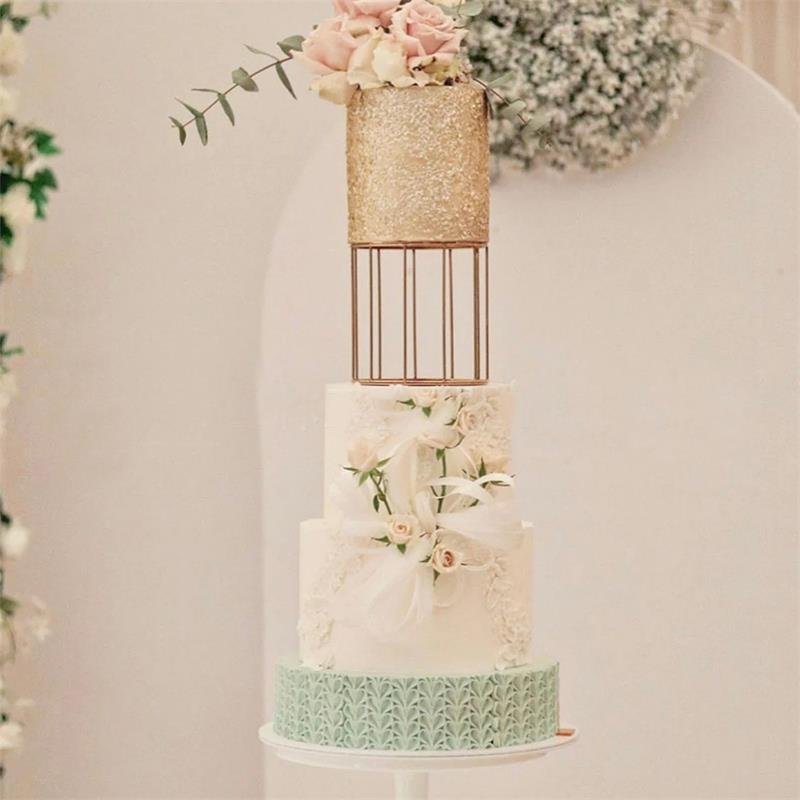 Iron cake stand wedding round dessert table tray golden cake simple layered stand
