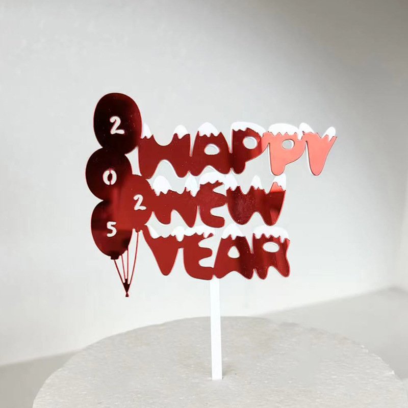 2025 Creativity Happy New Year Cake Topper Acrylic New Year Cupcake Toppers For Family Cake Decorating Tools Supplies XQA219