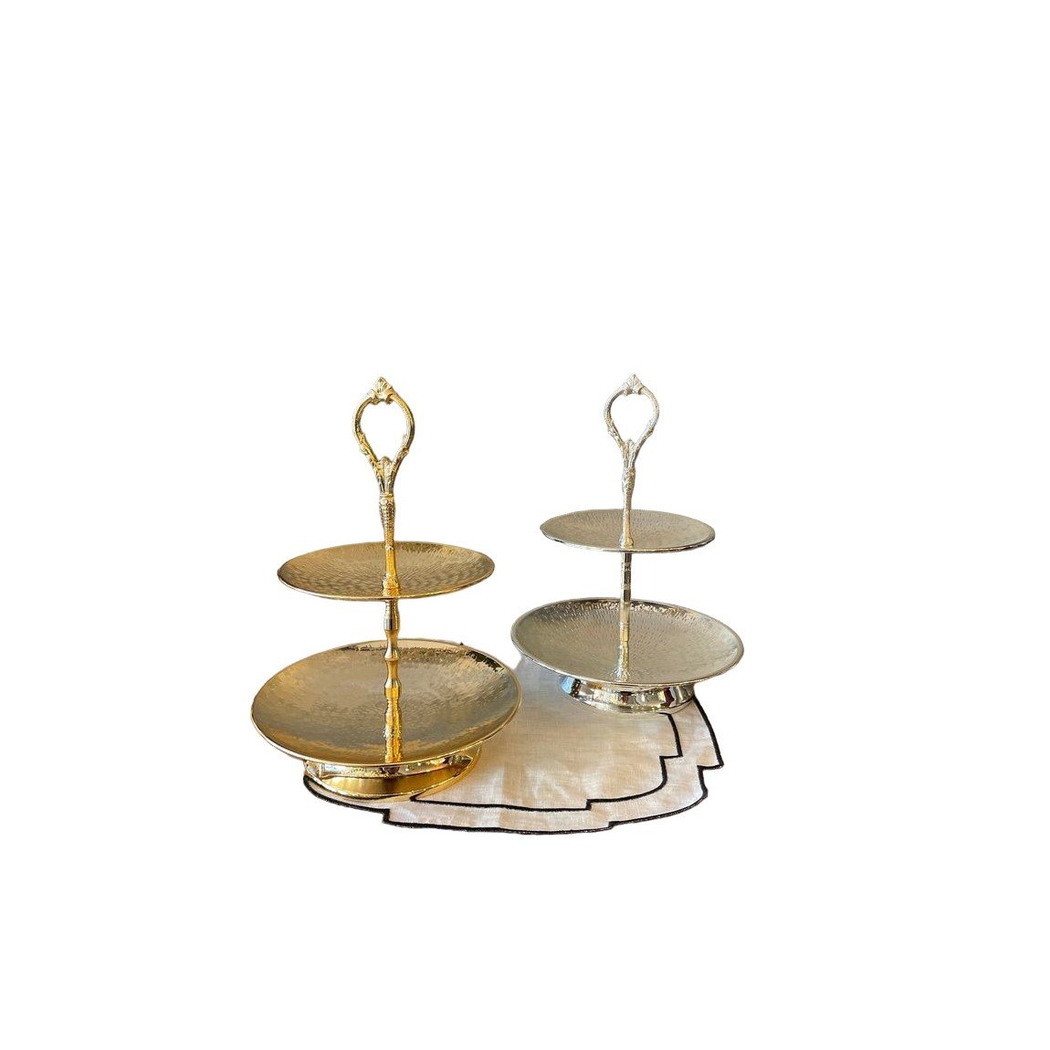 2 Tier Black & Gold Finished Metal Leaf Decorative Tier Cake stand Premium Design For Wedding Table Centerpiece & Party Decor