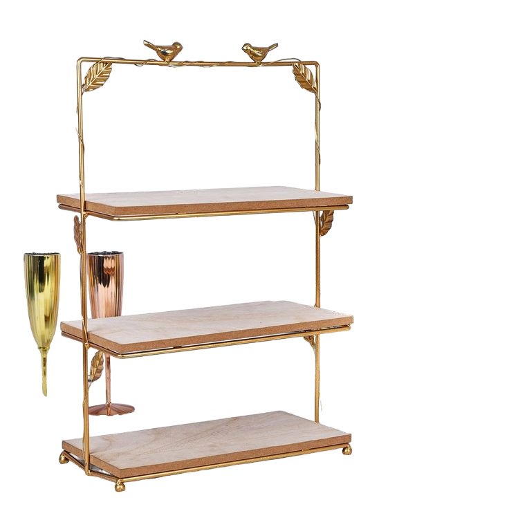 2 Tier Black & Gold Finished Metal Leaf Decorative Tier Cake stand Premium Design For Wedding Table Centerpiece & Party Decor