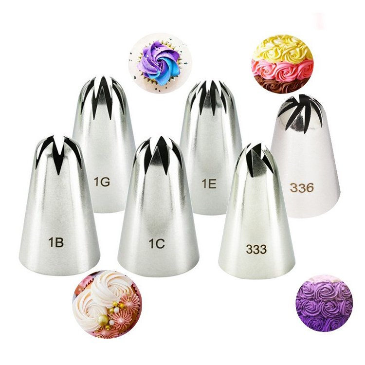 Wanlihao #1B#1C#1F#1E Stainless Steel Cake Nozzle Large Size Icing Piping Tips Cake Decoration Baking Tools