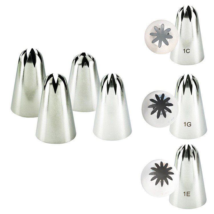 Wanlihao #1B#1C#1F#1E Stainless Steel Cake Nozzle Large Size Icing Piping Tips Cake Decoration Baking Tools